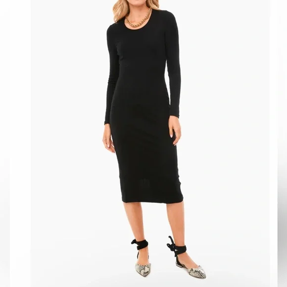 open lace back dress Black Lexi Rib Daytime Midi Dress main image 1